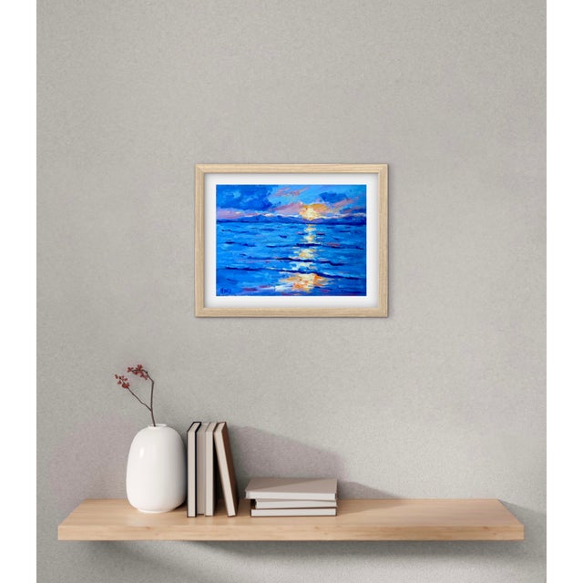 Modern Maui Sunset Impressionist Oil Painting Seascape For Sale - Image 3 of 9