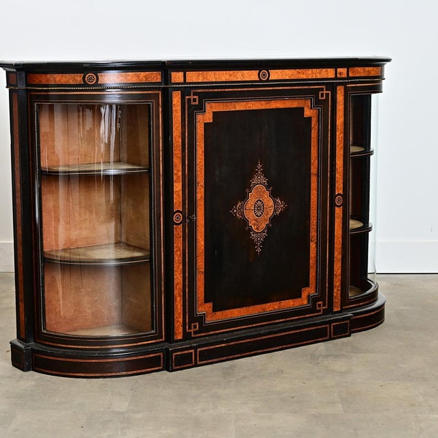 English 19th Century Ebonized Inlay Credenza For Sale - Image 9 of 18