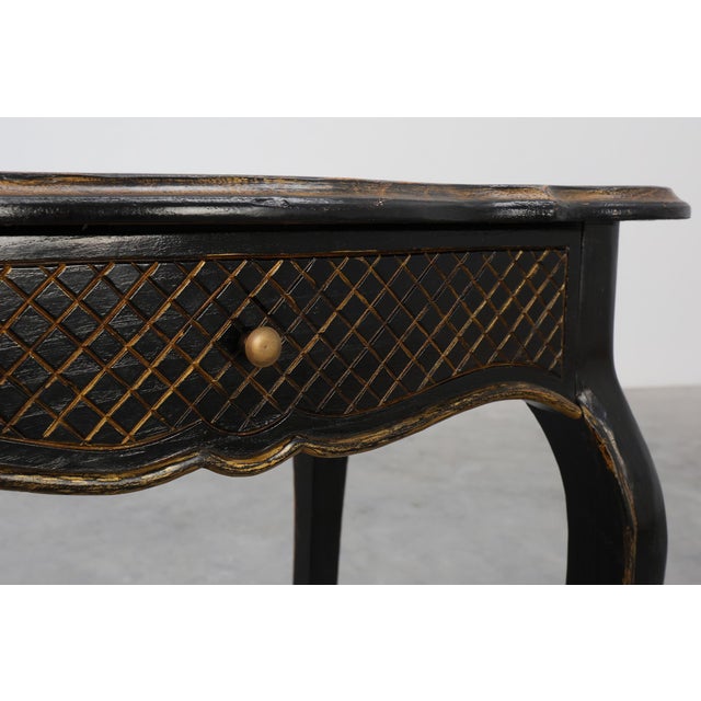 19th Century Black Wooden Side Table with Drawer, France For Sale - Image 11 of 16