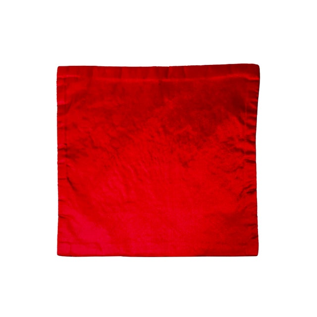 Asian Square Red Golden Kirin Bats Yu Ri Edge Fabric Display Art For Sale - Image 4 of 5
