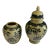 Vintage Asian Gray & Blue Urn & Vases- Set of 2 For Sale