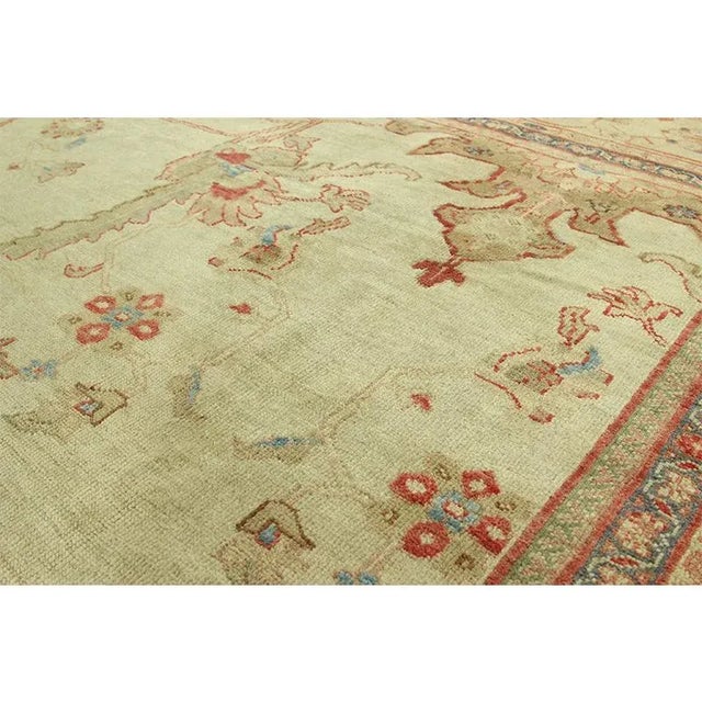 1910s Antique Persian Sultanabad Area Rug 13’0″ X 14’10” For Sale - Image 9 of 12