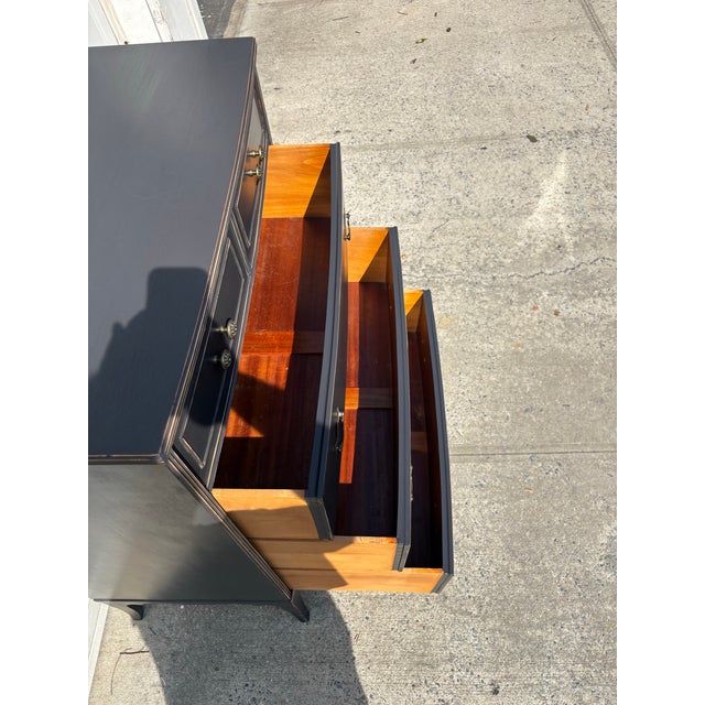 Vintage Queen Anne Style Black Chest of Drawers, Refinished Tall Dresser With Brass Hardware For Sale - Image 10 of 10