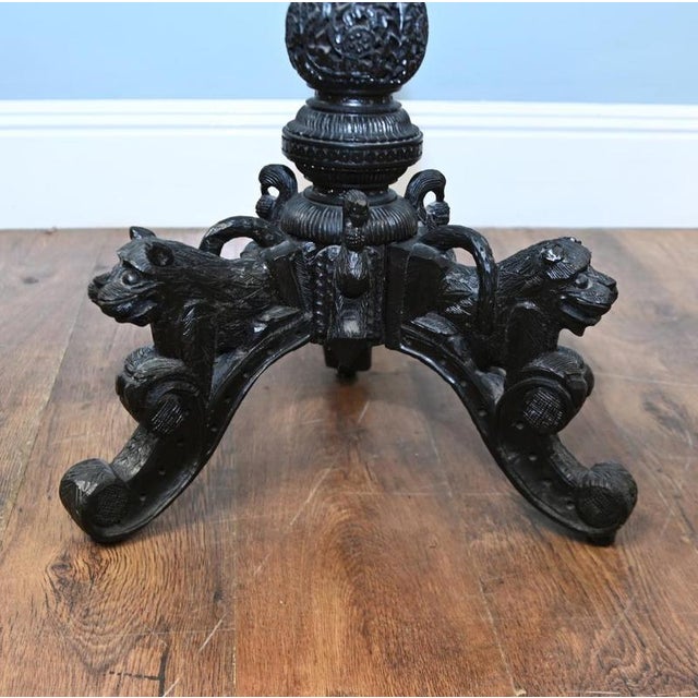 Carved Burmese Side Table Harwood Mayanmar Burma Colonial Furniture For Sale - Image 8 of 10