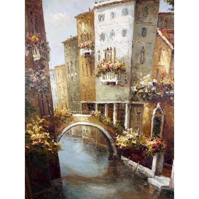 Wood Michael Longo Original Venice Canal Oil Painting – "Reflections of Venice" Extra Large 29" X 41" Custom Framed Impasto Impressionist Art For Sale - Image 7 of 12