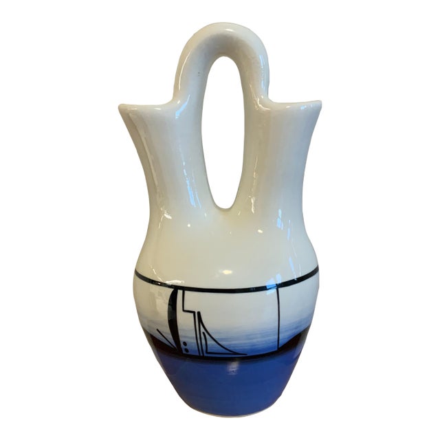 1990s Wanda Jacket Signed Wedding Vase – Ute Mtn. Tribe Pottery – 10” For Sale