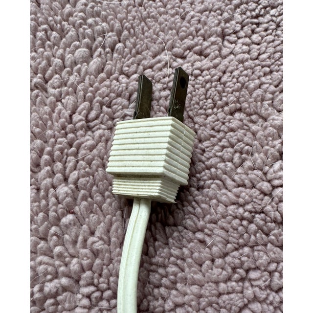 Pair of Vintage Large Ceramic Lamps With Shades, Faux Bamboo Pattern on Six Edges For Sale - Image 4 of 8