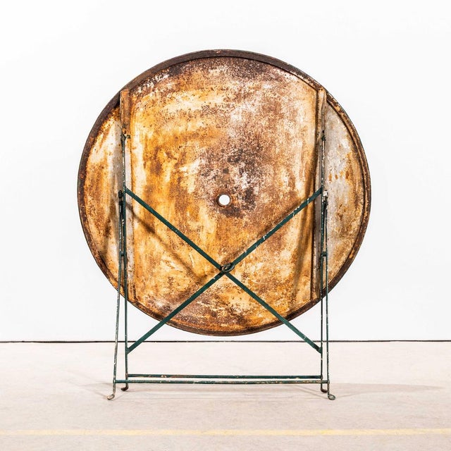Metal Round Dark Green Metal Folding Dining Table, 1950s For Sale - Image 7 of 8