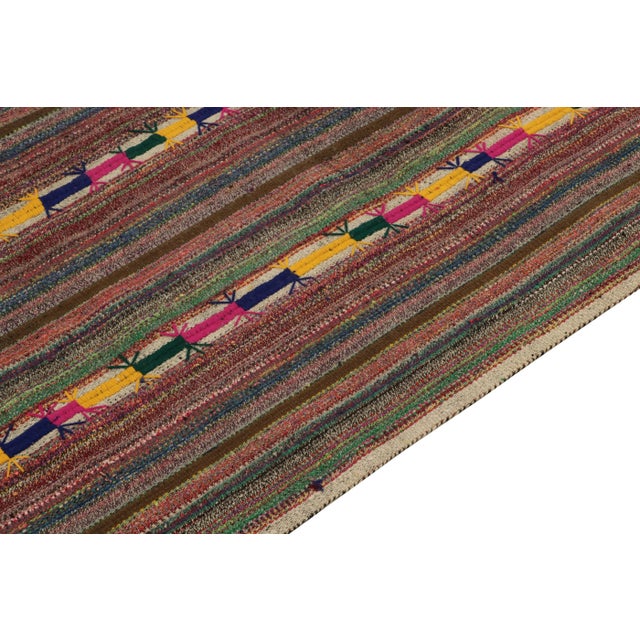 Rug & Kilim 1950s Vintage Chaput Kilim in Colorful Pattern, Stripes Gradient by Rug & Kilim For Sale - Image 4 of 6