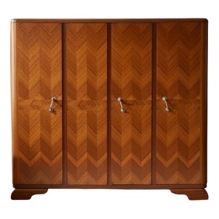 Art Deco Four-Leaf Wardrobe, Poland, 1940s For Sale