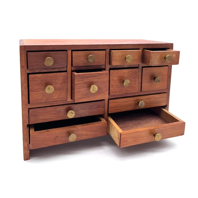 Mid-Century Modern Miniature Collector's Cabinet in Dark Precious Wood with 12 Drawers, Denmark, 1960s For Sale - Image 9 of 14