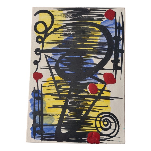 Abstract Composition on Ceramic Tile, Italy, 1980s For Sale