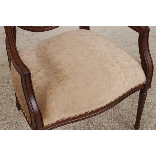 Pair of Cr Laine French Louis XVI Open Arm Chairs For Sale - Image 10 of 16
