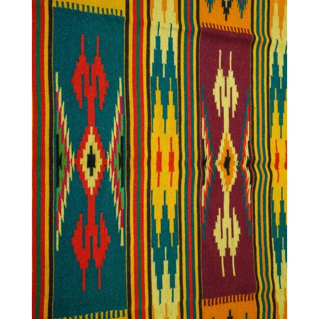 Vintage Mexican Serape / Saltillo-Style Handwoven Wool Flatweave Rug, 1970s For Sale - Image 9 of 12