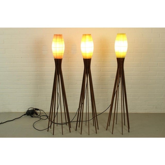 Celloid Plissee Lamp with Wood Stand, 1960s For Sale - Image 10 of 16