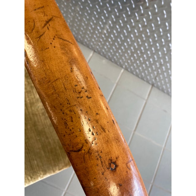 Copper Late 19th Century Wooden Armchair in Original Velvet Fabric For Sale - Image 8 of 10