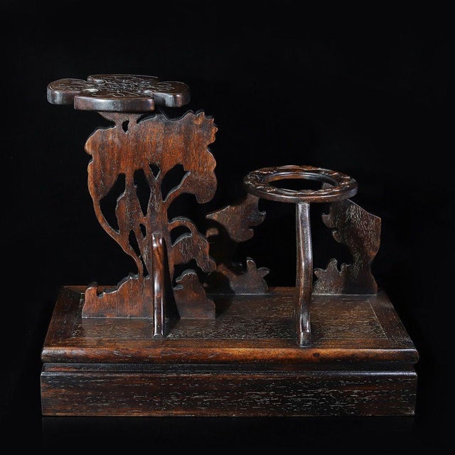 Chinese Huali Rosewood Carved Display Stand With Fish & Lotus Motif For Sale - Image 3 of 9