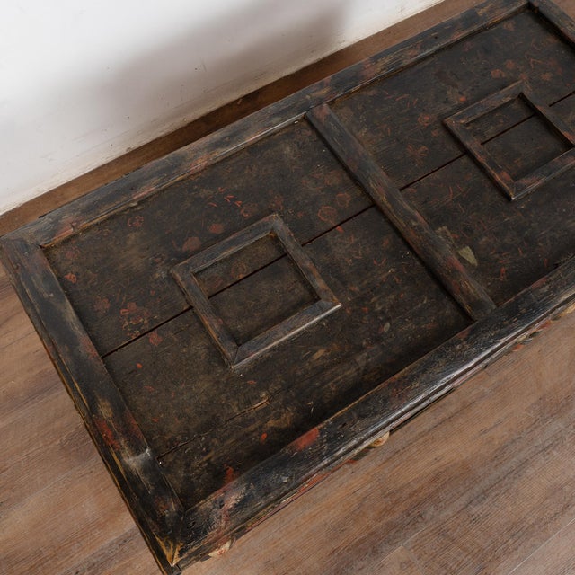 Original Painted Hungarian Flat-Top Trunk, Dated 1890 For Sale - Image 15 of 17