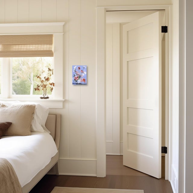 Textile Periwinkle - Pastel Floral Still Life Painting on Canvas Original Artwork by Kellie Newsome For Sale - Image 7 of 9