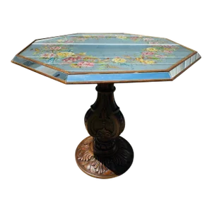Mid Century Reverse Painted Mirror Side Table