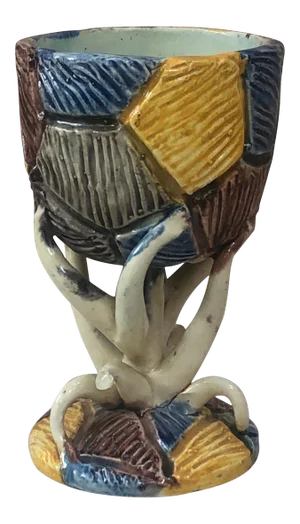 Majolica Palissy Vase Chalice Thomas Sergent, circa 1880