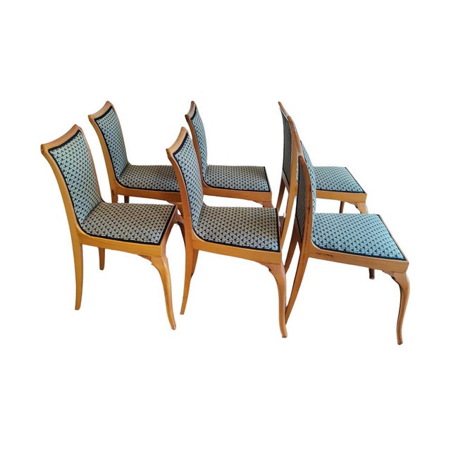 Vintage German Art Deco Dining Chairs in Pear Wood, 1890s, Set of 6 For Sale - Image 3 of 8