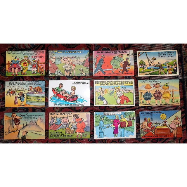 Vintage Early to Mid 20th Century Americana - Humorous & Risque Color Lithograph Greeting Cards/Postcards - Set of 12 For Sale In Cincinnati - Image 6 of 6