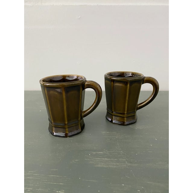 Lord Nelson Vintage Olive Green Glazed Coffee Mugs- Set of 2 For Sale - Image 4 of 4
