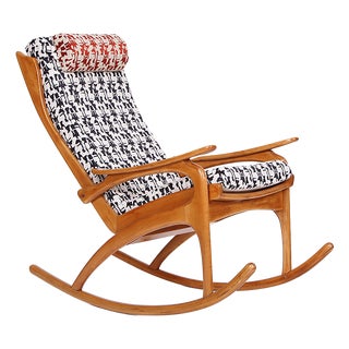 Rocking Chair from Uluv with Upholstery from Élitis, 1950s For Sale