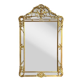 Vintage Regency Monumental Gilt Floor Mirror For Sale