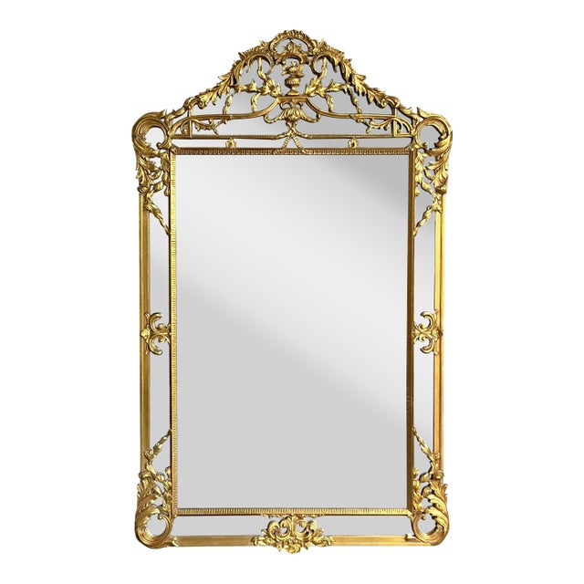 Vintage Regency Monumental Gilt Floor Mirror For Sale