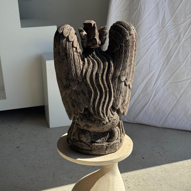 Unknown, Traditional Indonesian Sculpture of a Winged Deity in Volcanic Limestone, 1980s, Stone For Sale - Image 6 of 11