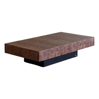 Burlwood Coffee Table by J.C Mahey, 1970s For Sale