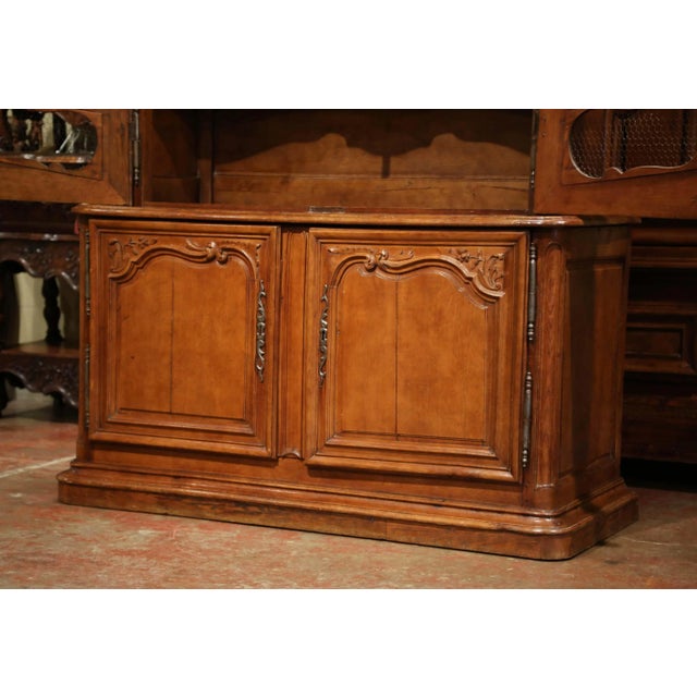 Mid 18th Century 18th Century French Louis XIV Oak Buffet Deux Corps From Normandy For Sale - Image 5 of 13