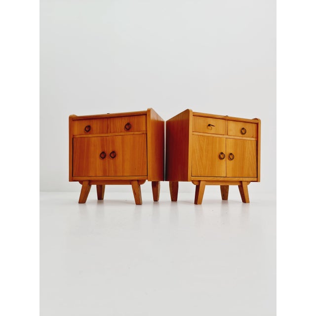 Brown Mid-Century German Ash and Teak Nightstands from WK Möbel, 1960s, Set of 2 For Sale - Image 8 of 11