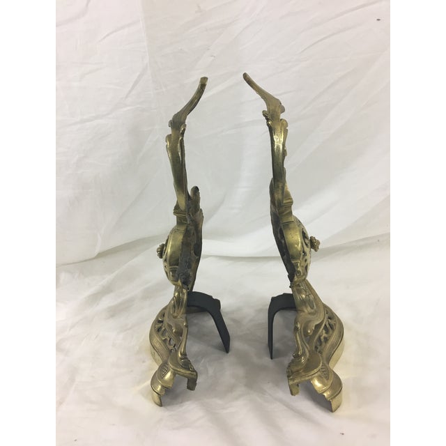 19th Century French Napoleon III Bronze Andirons - a Pair For Sale - Image 4 of 10