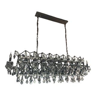 Authentic Restoration Hardware 19th C. Rococo Iron & Crystal Rectangular Chandelier For Sale