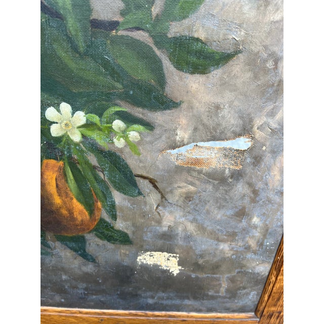Green Antique Oak Hand-Painted 3-Panel Screen For Sale - Image 8 of 12