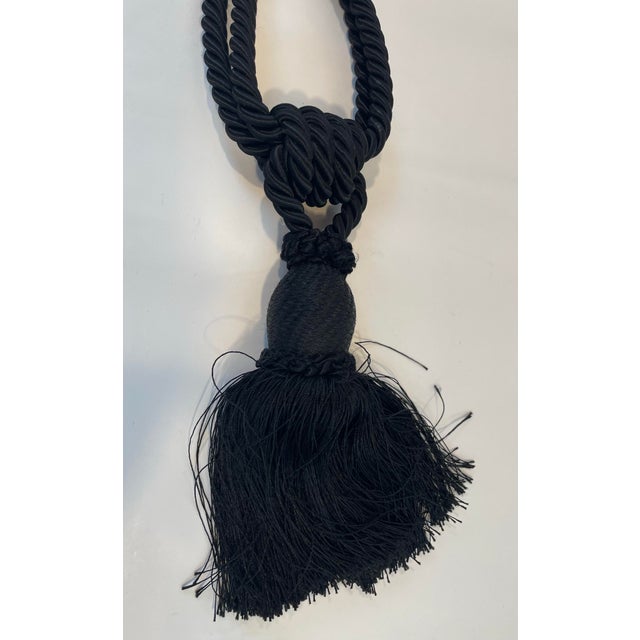 Traditional Vintage Black Tassel Tie Back For Sale - Image 3 of 4