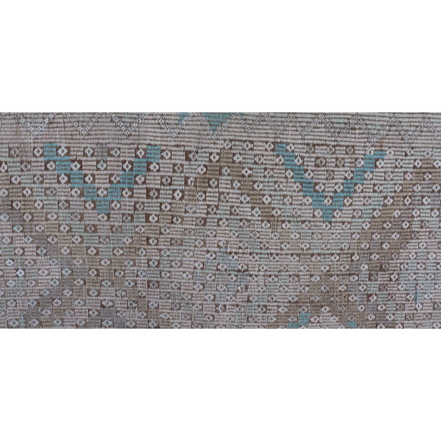Vintage Hand Woven Turkish Embroidered Flat-Weave Rug With Geometric Design For Sale - Image 11 of 13