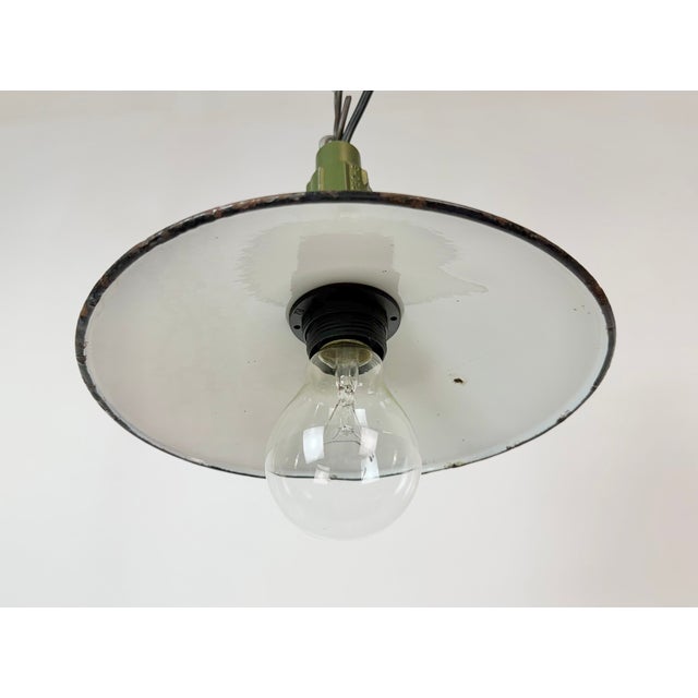 Industrial Blue Enamel Military Pendant Lamp with Cast Aluminium Top, 1960s For Sale - Image 6 of 17