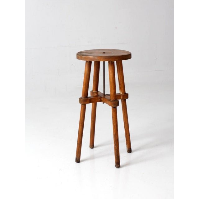 Antique Round Wood Stool Side Table For Sale - Image 18 of 18