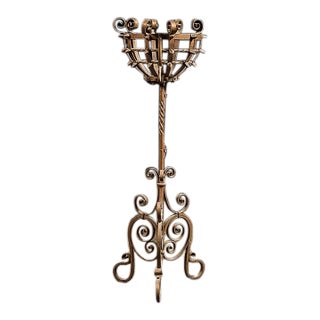 Late 19th Century Gothic Revival Wrought Iron Jardinière Stand For Sale