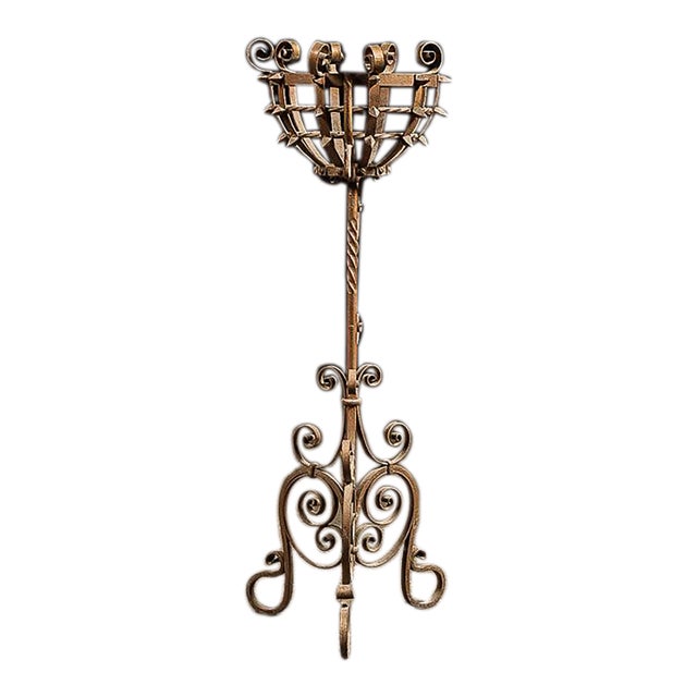 Late 19th Century Gothic Revival Wrought Iron Jardinière Stand For Sale