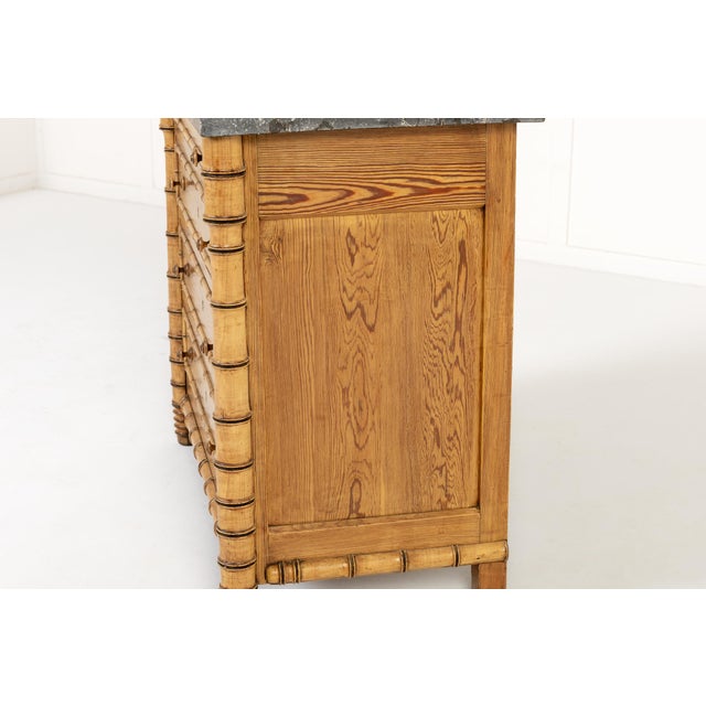 19th Century French Pine Faux Bamboo Chest of Drawers For Sale - Image 3 of 9