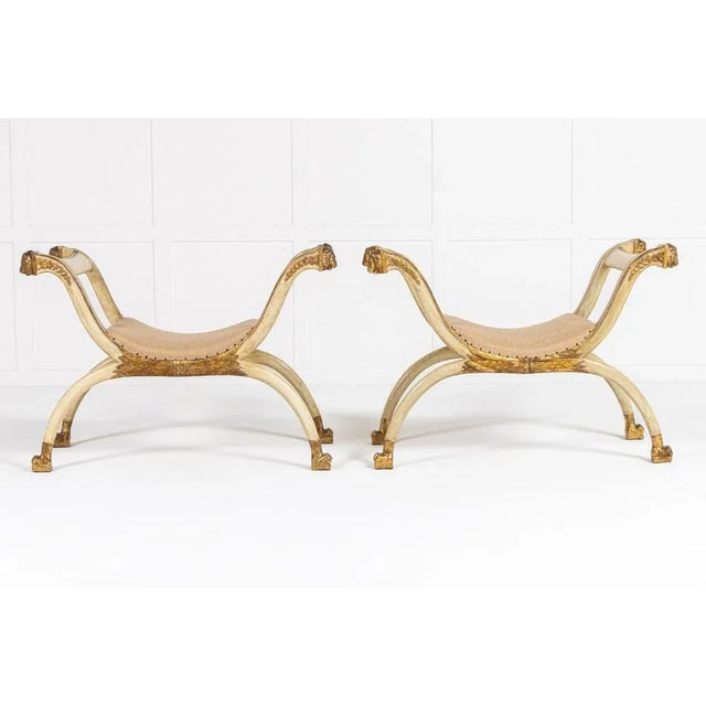 Set of Large Early 19th Century Italian Painted Window Seats For Sale - Image 9 of 9