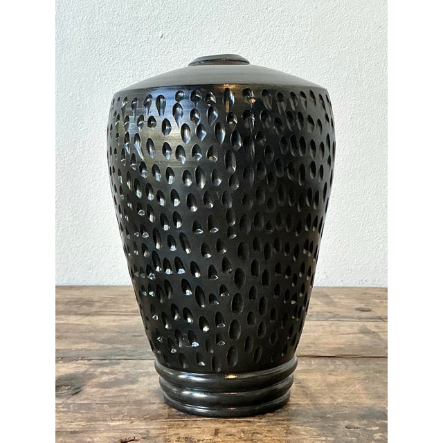 Charcoal Vintage Original Studio Pottery Vase For Sale - Image 8 of 12