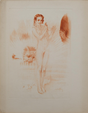 Alméry Lobel-Riche, Femme nue coquette, Etching