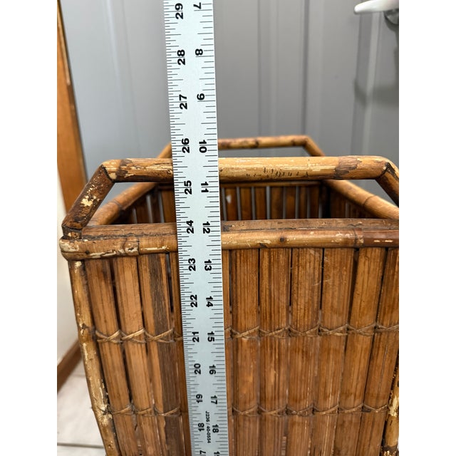 Vintage Bamboo Split Reed Plant Stand For Sale - Image 9 of 12