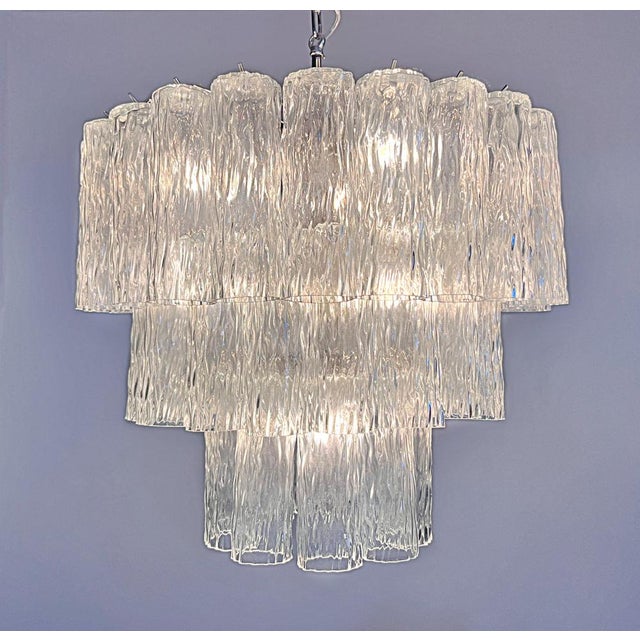 Large Three-Tier Murano Glass Tube Pendant Light from Venini, 1990s For Sale - Image 15 of 16
